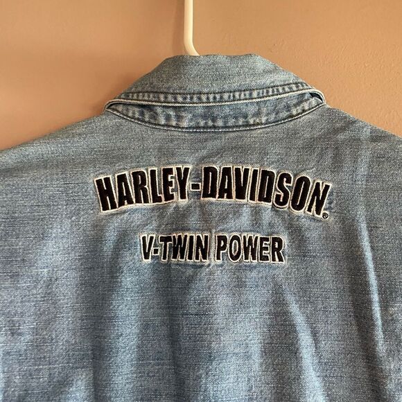 Harley-Davidson denim button down cutoff top - Picture 5 of 5